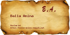 Balla Anina névjegykártya